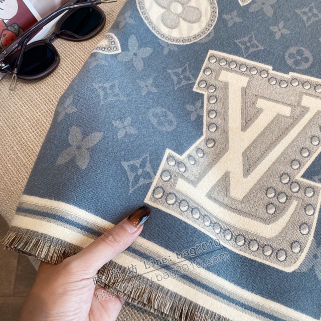 Louis Vuitton路易威登雙面雙色圍巾 M73886 LV新款水晶絨老花真絲羊毛提花長巾  mmj1264